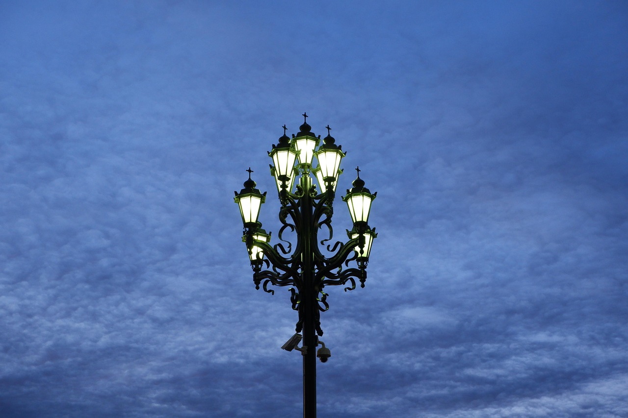 夜道を懐中電灯で照らしながら歩く様子